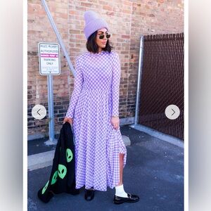 More You Mesh Maxi Dress in Lavender Checkerboard - 2XL